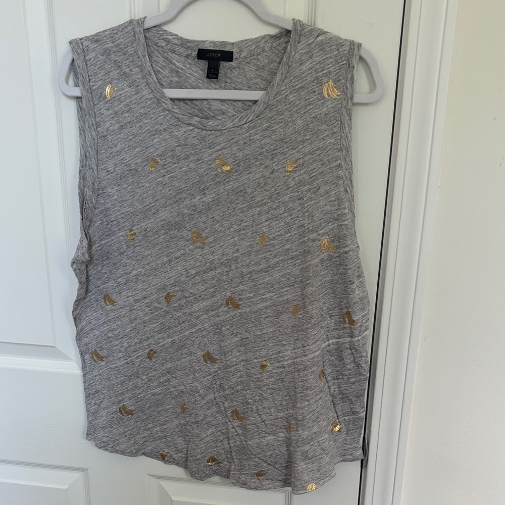 J. Crew Gray Tank Top with Gold Foil Accents